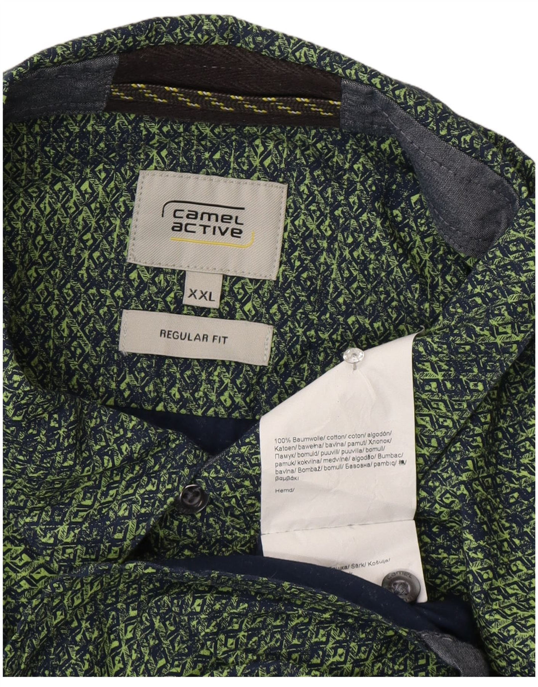 Мужская рубашка стандартного кроя Camel Active 2XL, зеленая, хлопок с геометрическим рисунком