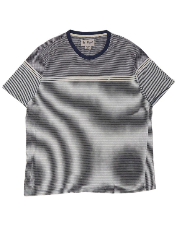 Мужская футболка PENGUIN, топ XL, темно-синяя полоска, хлопок