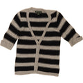 EDDIE BAUER Womens Seattle Cardigan Sweater UK 10 Small Grey Striped Vintage Eddie Bauer and Second-Hand Eddie Bauer from Messina Hembry 