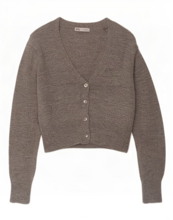 Женский укороченный кардиган Zara UK 14, средний серый акрил