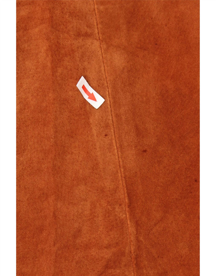 ВИНТАЖНЫЙ женский замшевый жилет UK 24 4XL коричневый кожаный