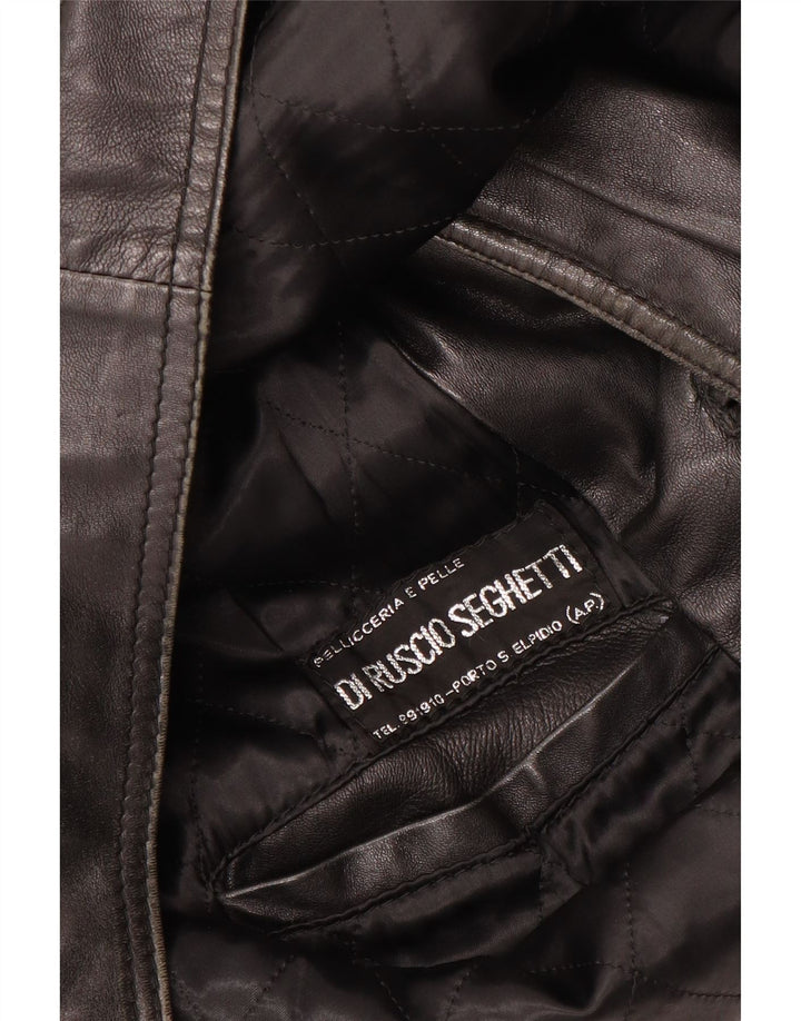 Мужская кожаная куртка VINTAGE UK 40, большая черная кожаная