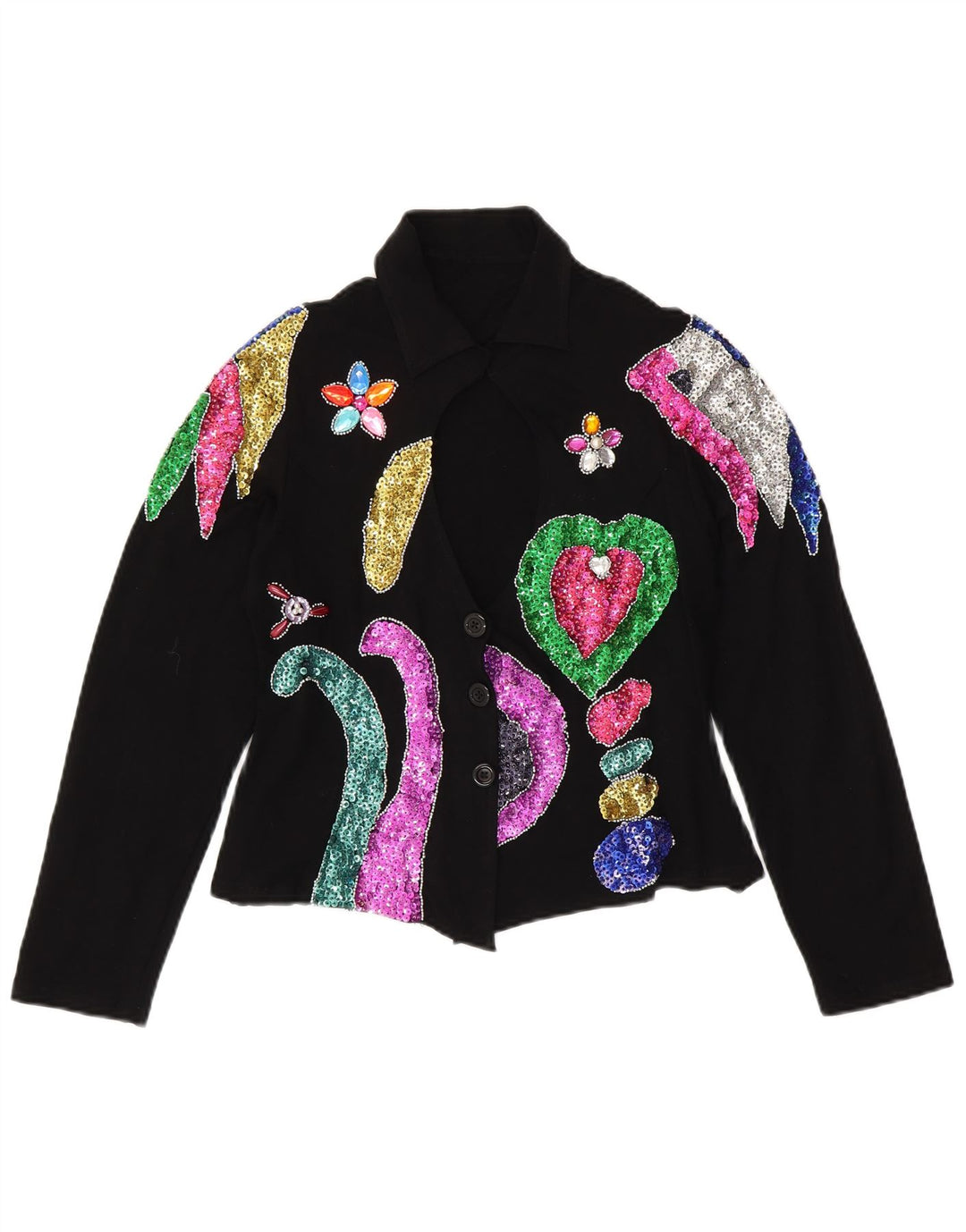 Женская укороченная блузка-рубашка VINTAGE UK 12, средний черный цветочный спандекс