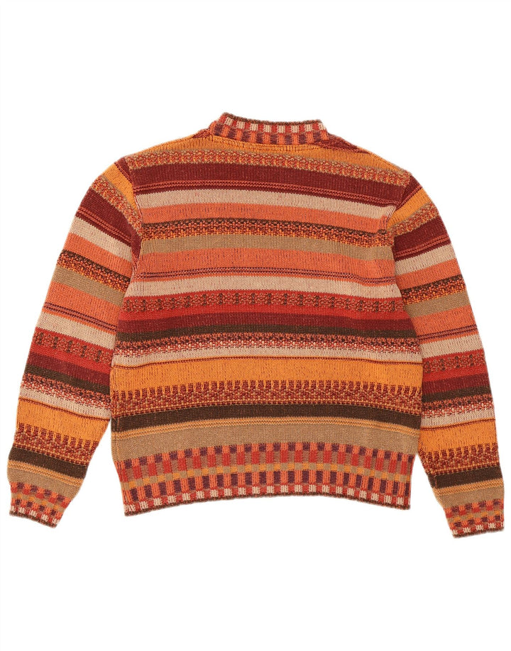 ВИНТАЖНЫЙ женский джемпер с круглым вырезом, Великобритания 14, средний, в разноцветную полоску