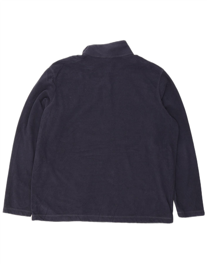 EDDIE BAUER Mens Zip Neck Fleece Jumper XL Navy Blue Polyester