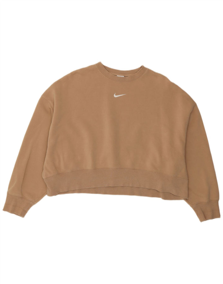 Женский свитер оверсайз Nike UK 14, хлопковый средний коричневый цвет