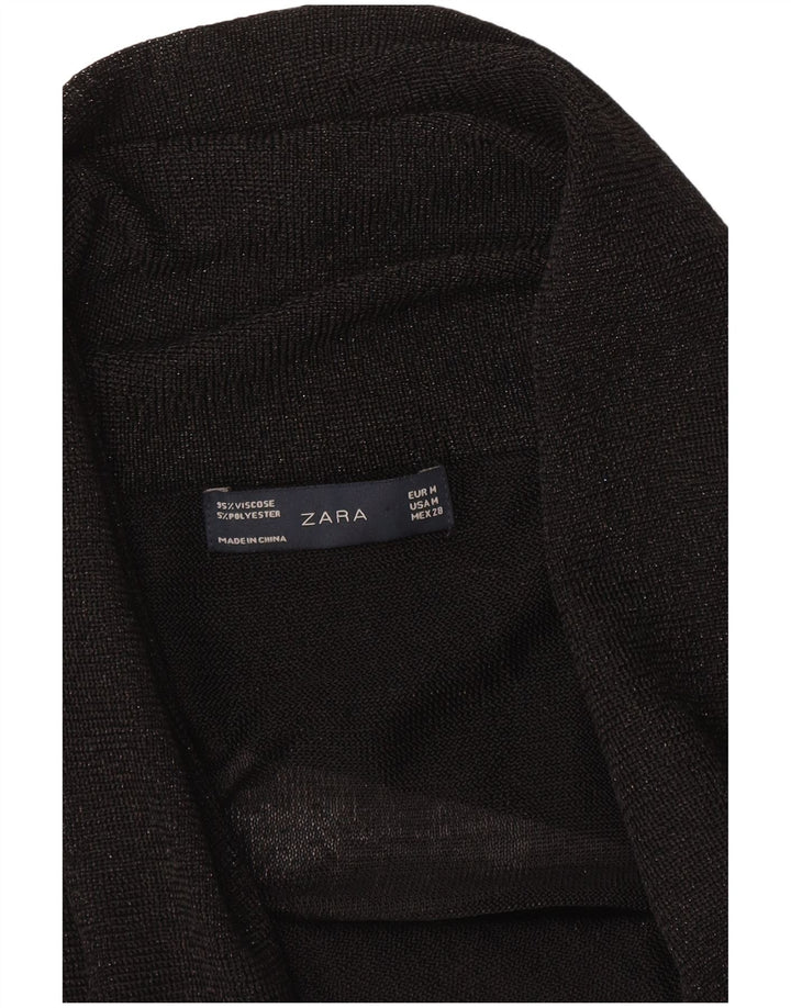Женский открытый кардиган Zara UK 12, средний черный вискоза