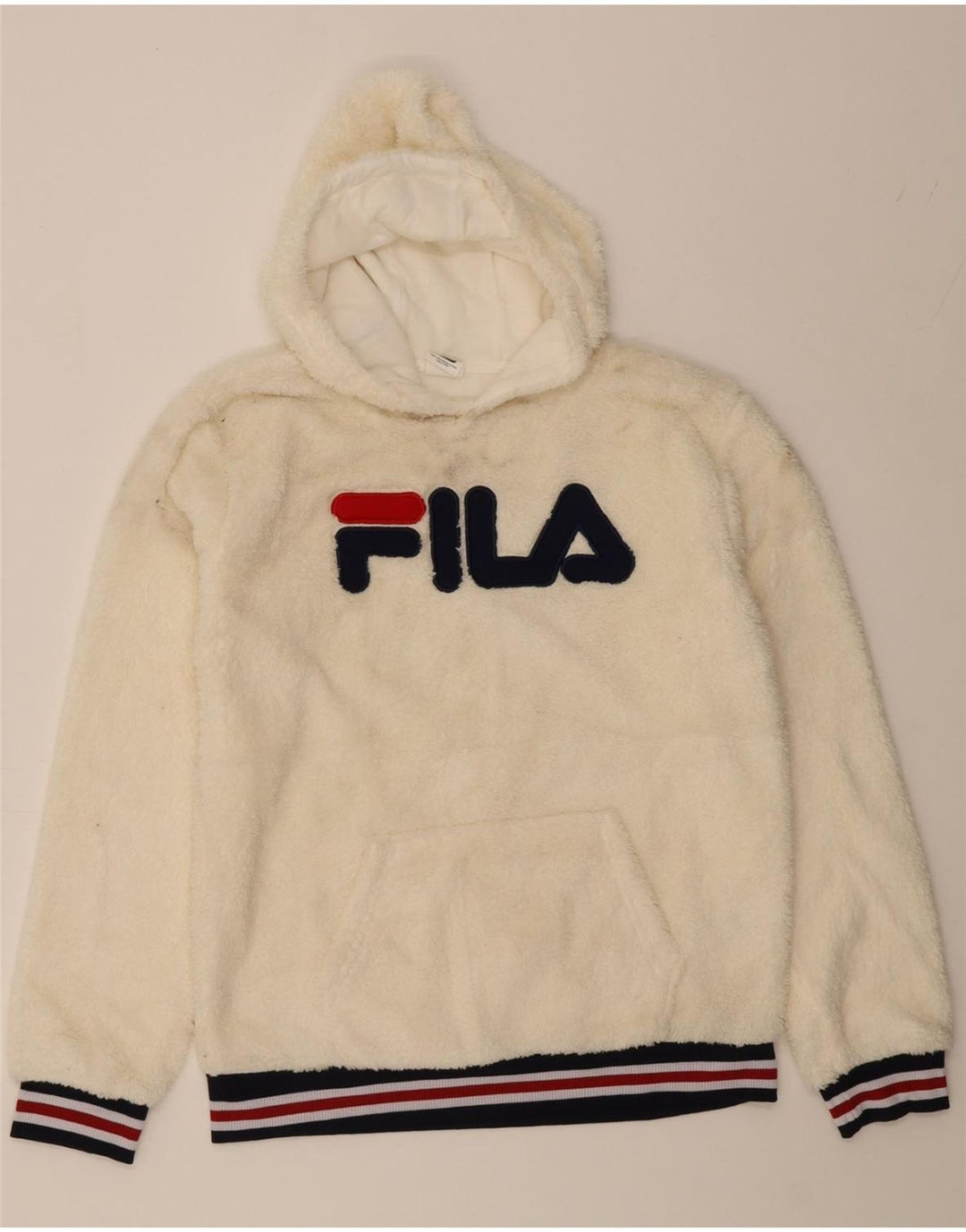 FILA Womens Graphic Fleece Jumper UK 20 2XL Beige Polyester Vintage Fila and Second-Hand Fila from Messina Hembry 