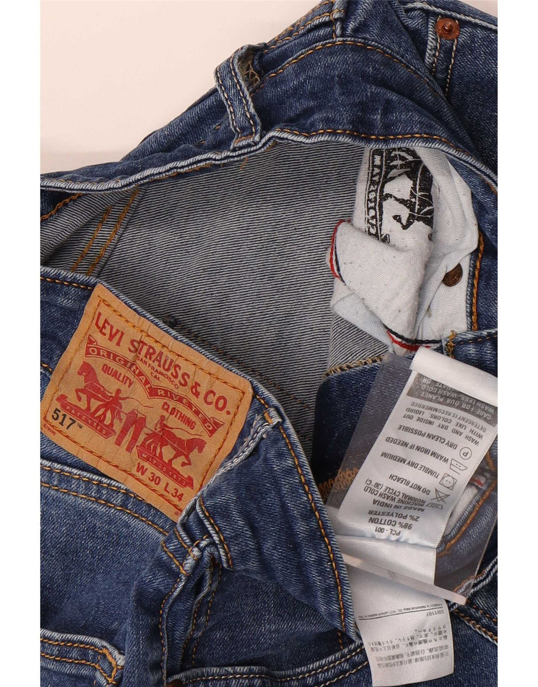 Мужские джинсы Levi's 517 Bootcut W30 L30 синие, хлопок