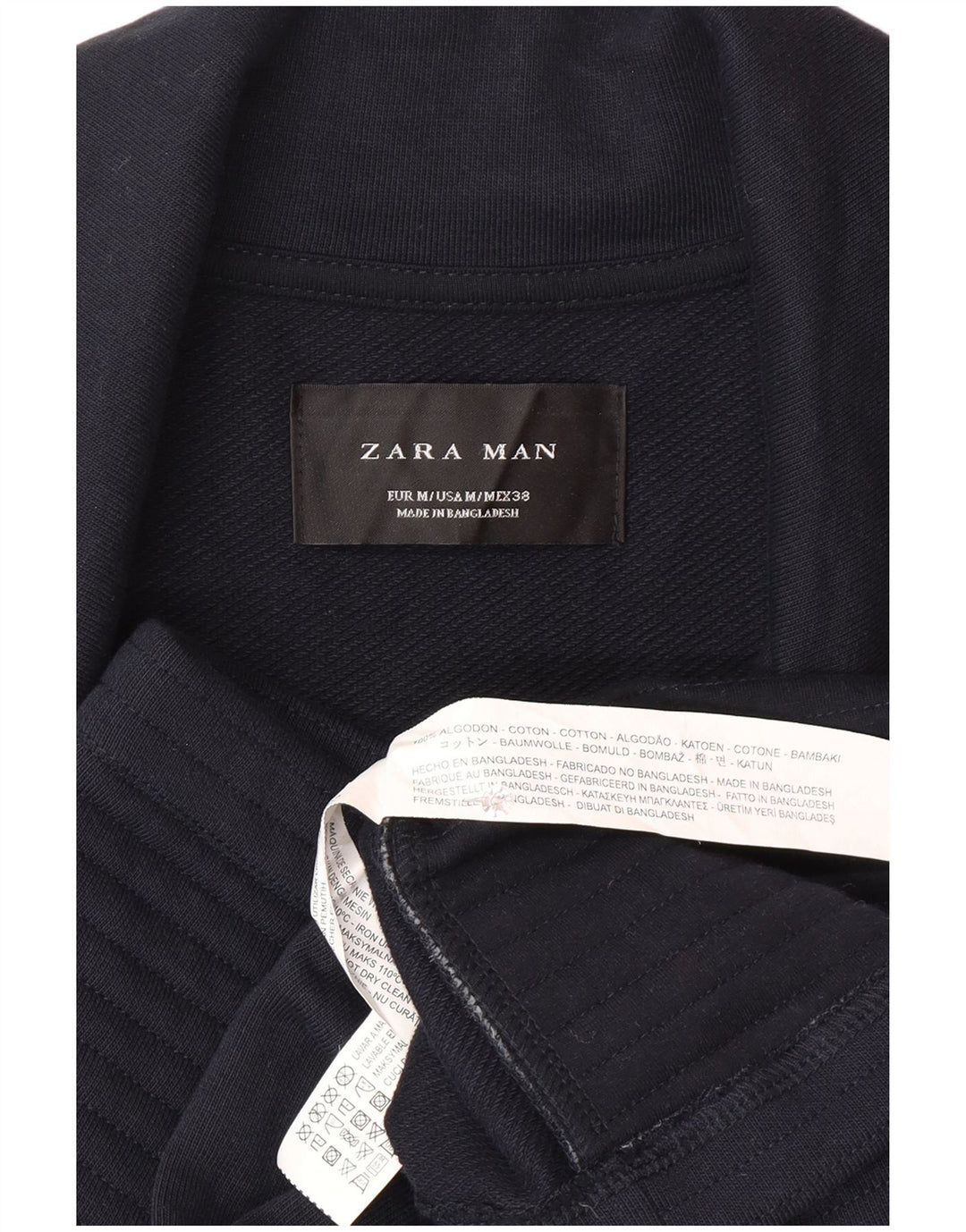 Мужская байкерская куртка Zara UK 38, средний темно-синий, хлопок