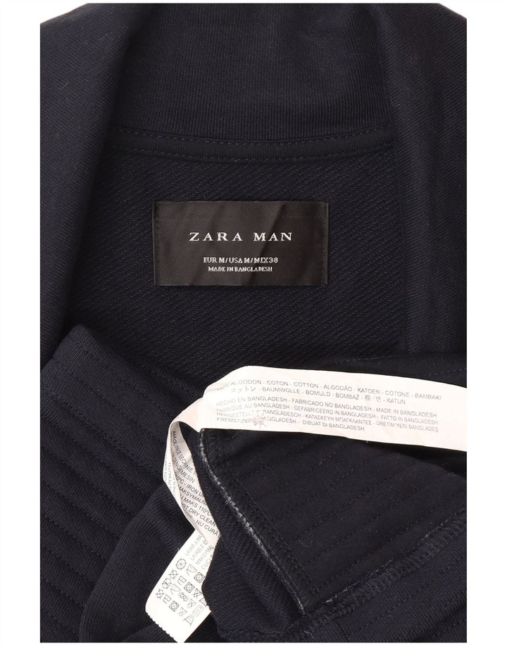 Мужская байкерская куртка Zara UK 38, средний темно-синий, хлопок