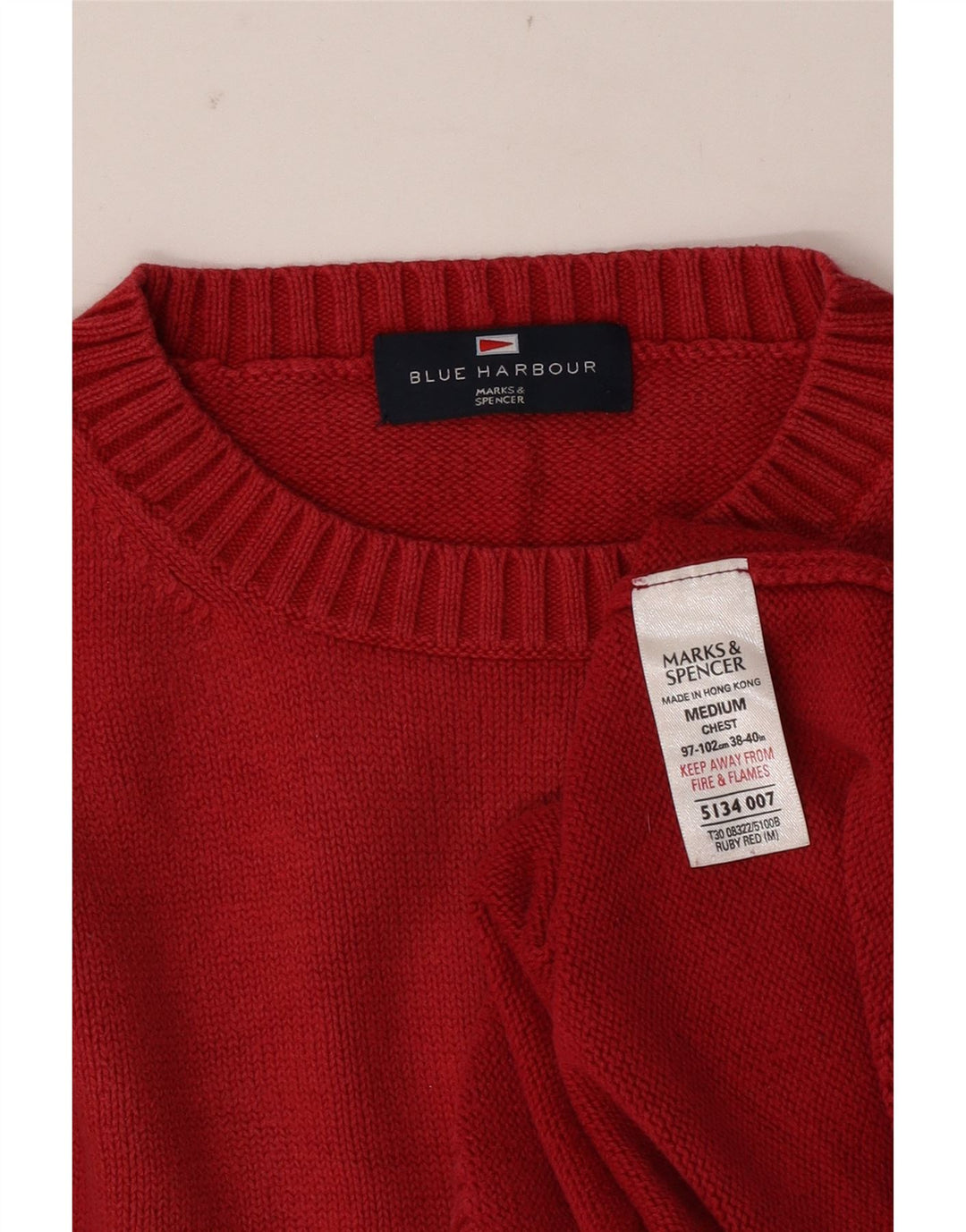 Мужской синий джемпер с круглым вырезом Marks & Spencer, средний красный