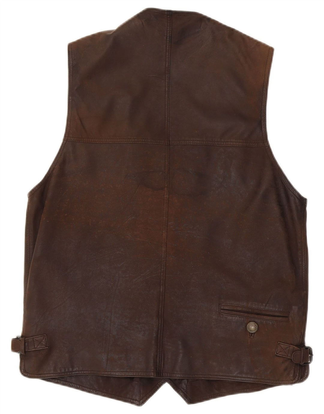 Винтажный мужской кожаный жилет IT 48 Medium Brown Leather