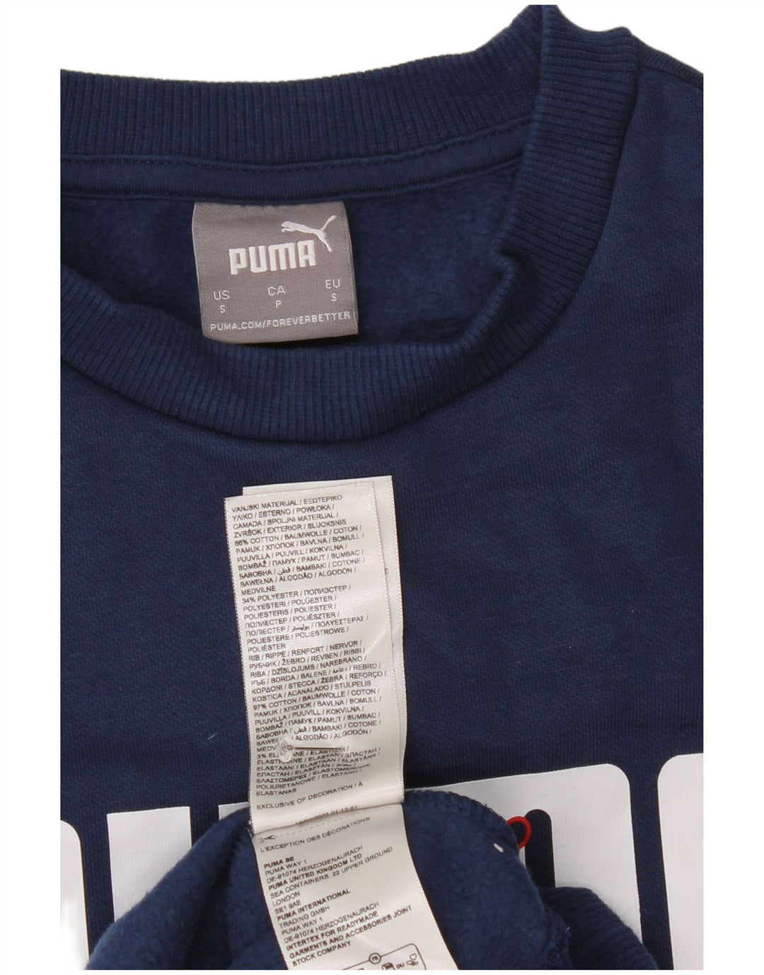 Мужской свитшот с рисунком Puma, маленький темно-синий хлопковый джемпер