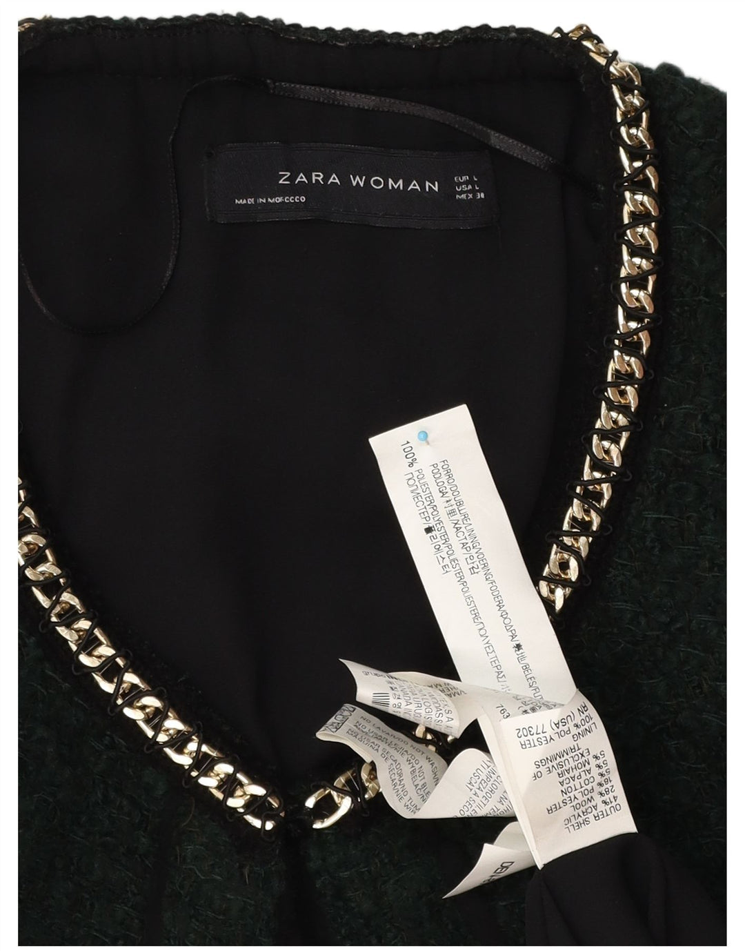 Женское пальто Zara UK 16, большое, зеленое, акрил
