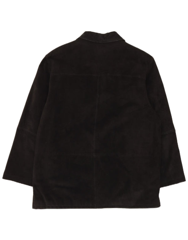 Винтажная мужская замшевая куртка обычного кроя UK 42 XL, черная кожа