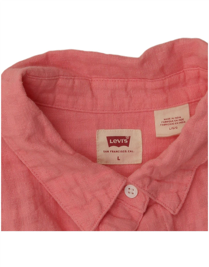 Женская рубашка оверсайз с коротким рукавом Levi's UK 16, большая розовая клетка