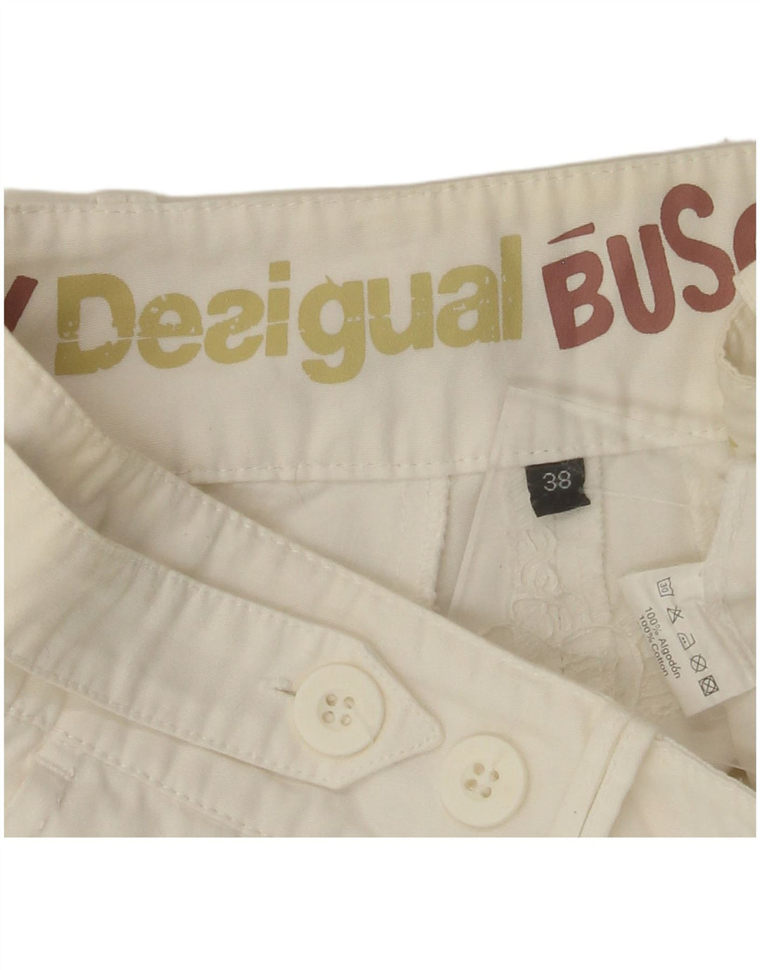DESIGUAL Женские прямые брюки чинос EU 38 Medium W30 L28 Белый хлопок