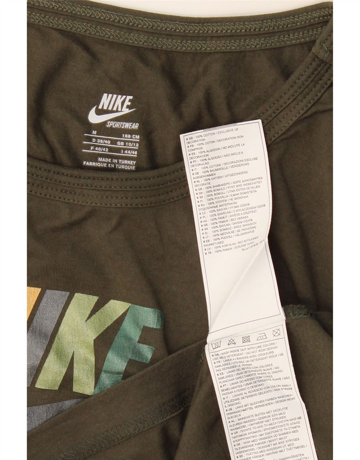 Женский топ с длинным рукавом Nike, Великобритания, 10/12, средний, хаки, хлопок