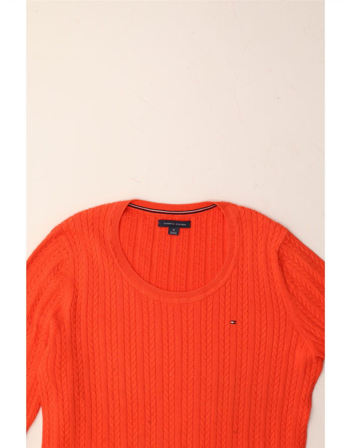 TOMMY HILFIGER Womens Crew Neck Jumper Sweater UK 14 Medium Orange Vintage Tommy Hilfiger and Second-Hand Tommy Hilfiger from Messina Hembry 
