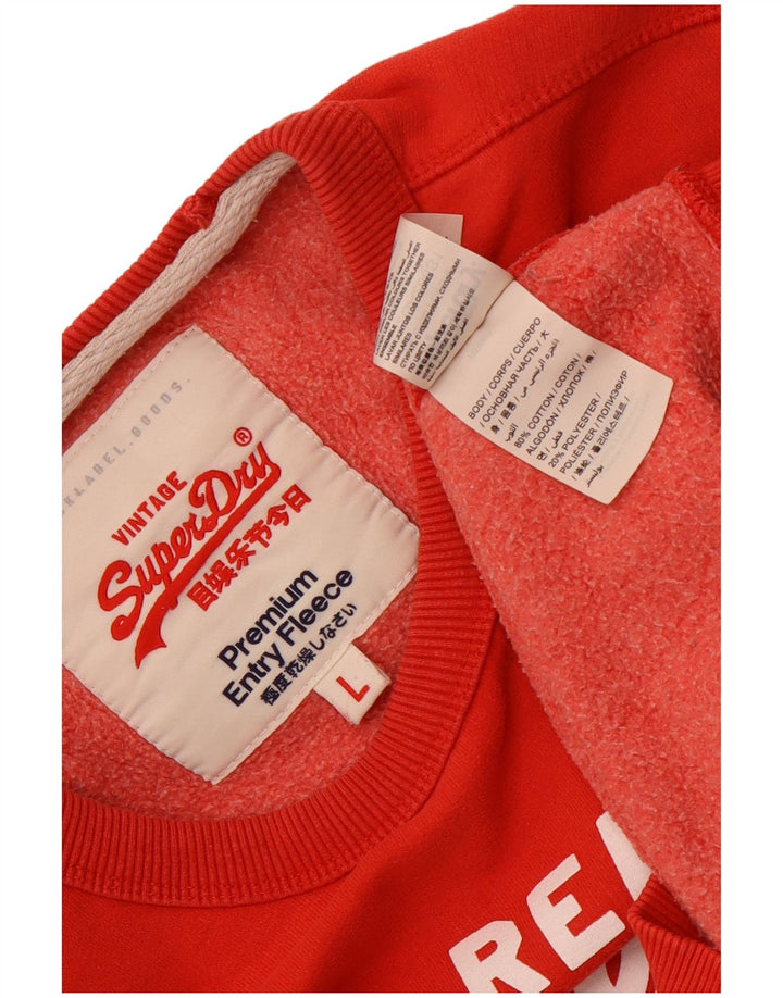 SUPERDRY Мужской свитшот с рисунком, большой красный хлопковый джемпер