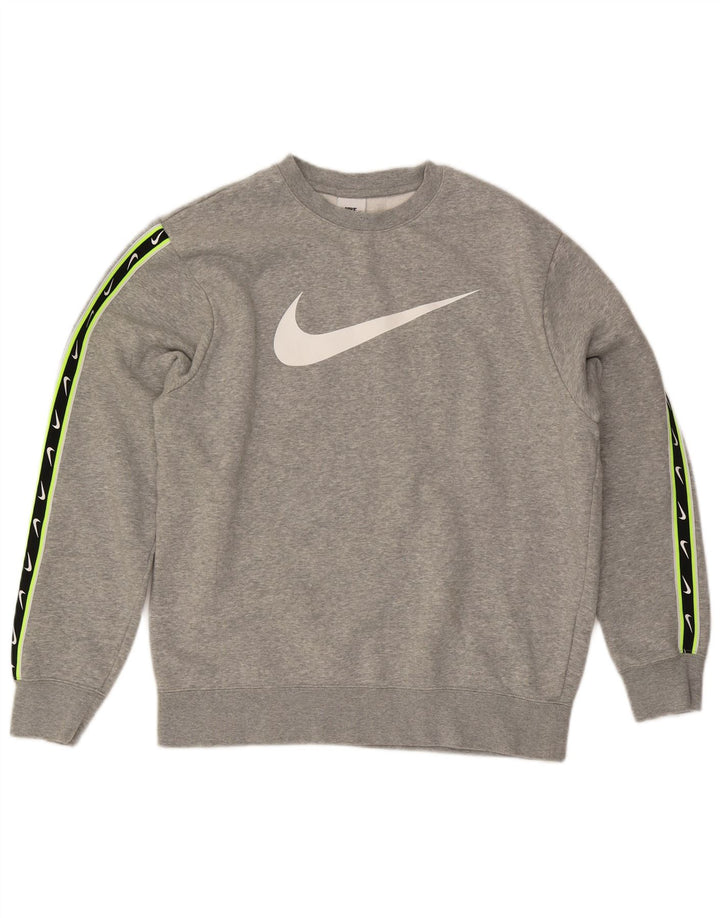 Мужской свитшот с рисунком NIKE, хлопковый джемпер среднего серого цвета