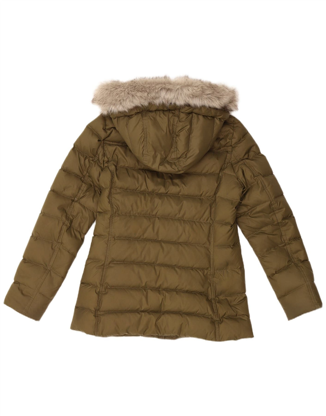 TOMMY HILFIGER Womens Hooded Padded Jacket UK 10 Small Green Polyester