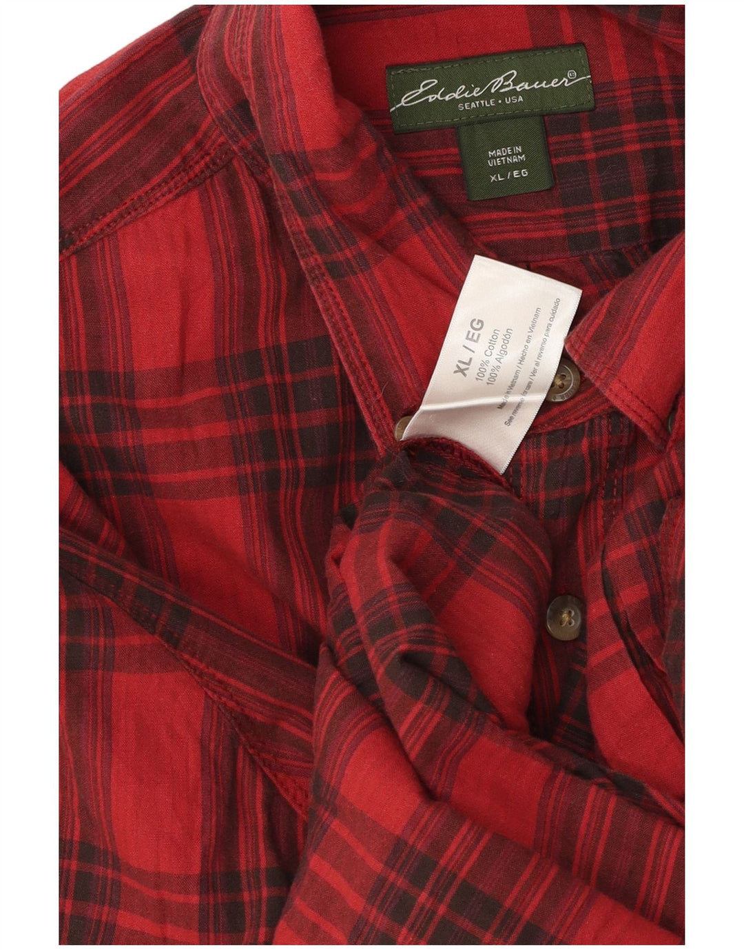 Мужская фланелевая рубашка Eddie Bauer XL, красный клетчатый хлопок
