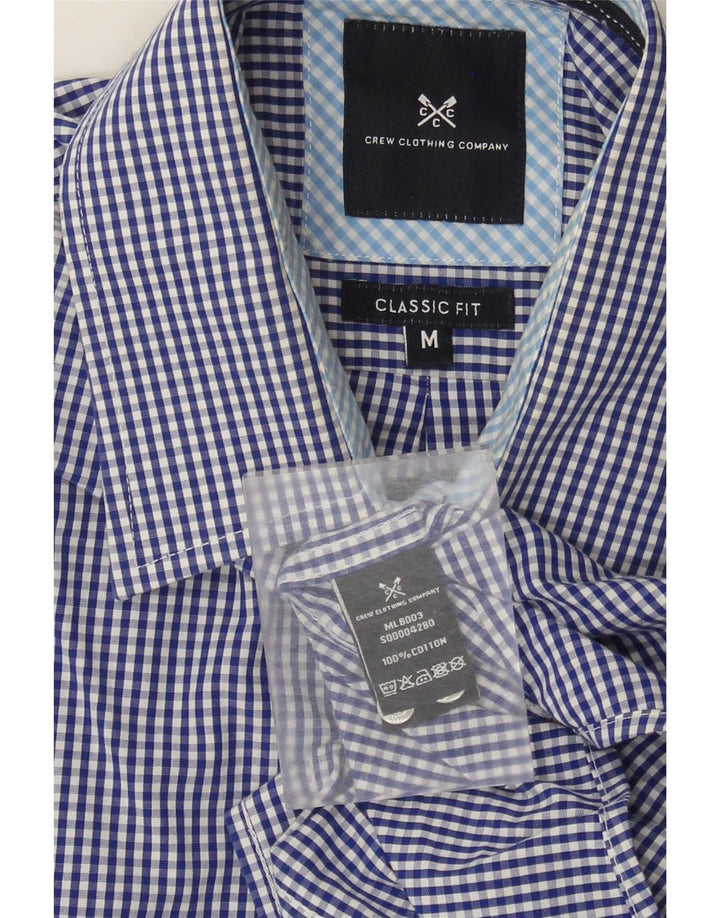 Crew Clothing Мужская рубашка классического кроя среднего размера, темно-синяя, в мелкую клетку, хлопок