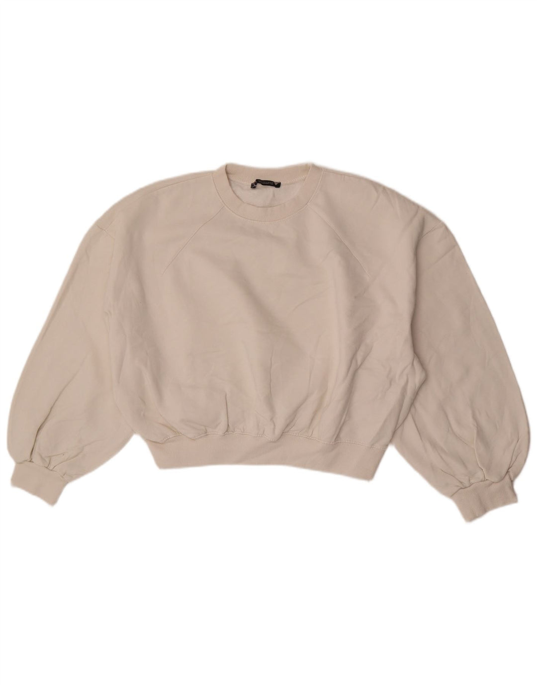 Женский укороченный свитшот оверсайз с рукавом 3/4 Zara UK 14, средний белый