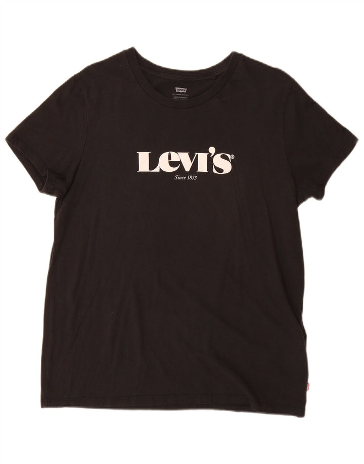 Женская футболка с рисунком Levi's Top UK 14, средний черный хлопок
