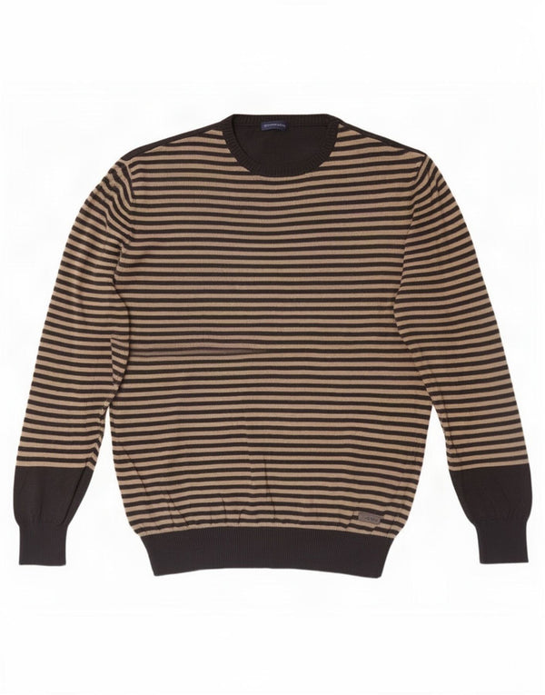 Мужской джемпер Trussardi Jeans с круглым вырезом 2XL, хлопковый бежевый в полоску