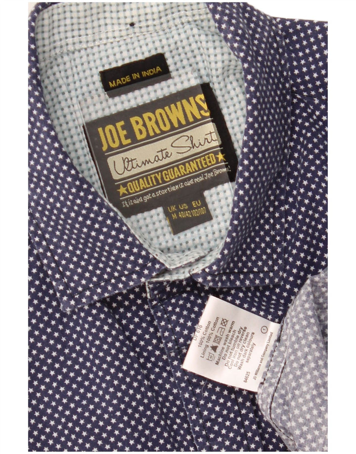 JOE BROWNS Mens Shirt Medium Blue Spotted Cotton