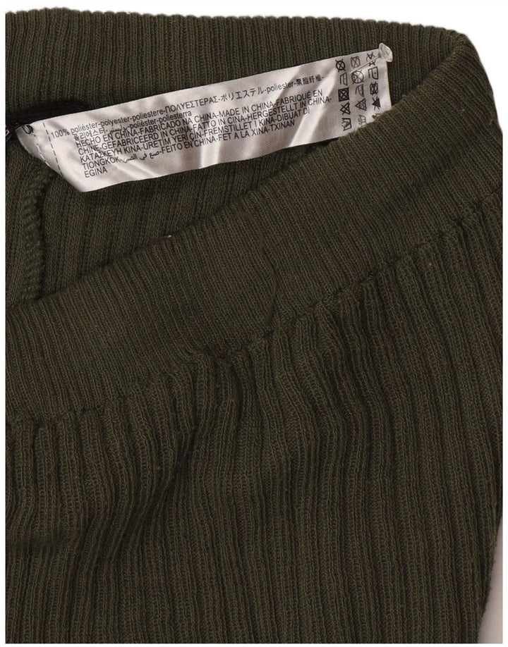 Женские вязаные леггинсы-клеш Zara UK 12, средний зеленый полиэстер