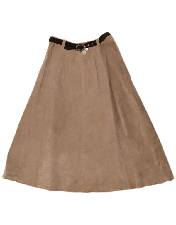 Винтажная женская замшевая юбка-трапеция с высокой талией W24 XS, бежевая
