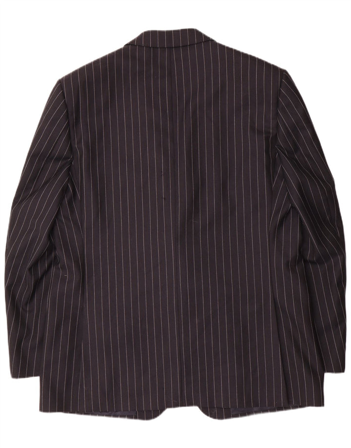 Мужской пиджак Aquascutum с 2 пуговицами, Великобритания 48, размер 3XL, темно-синий, шерстяной в тонкую полоску