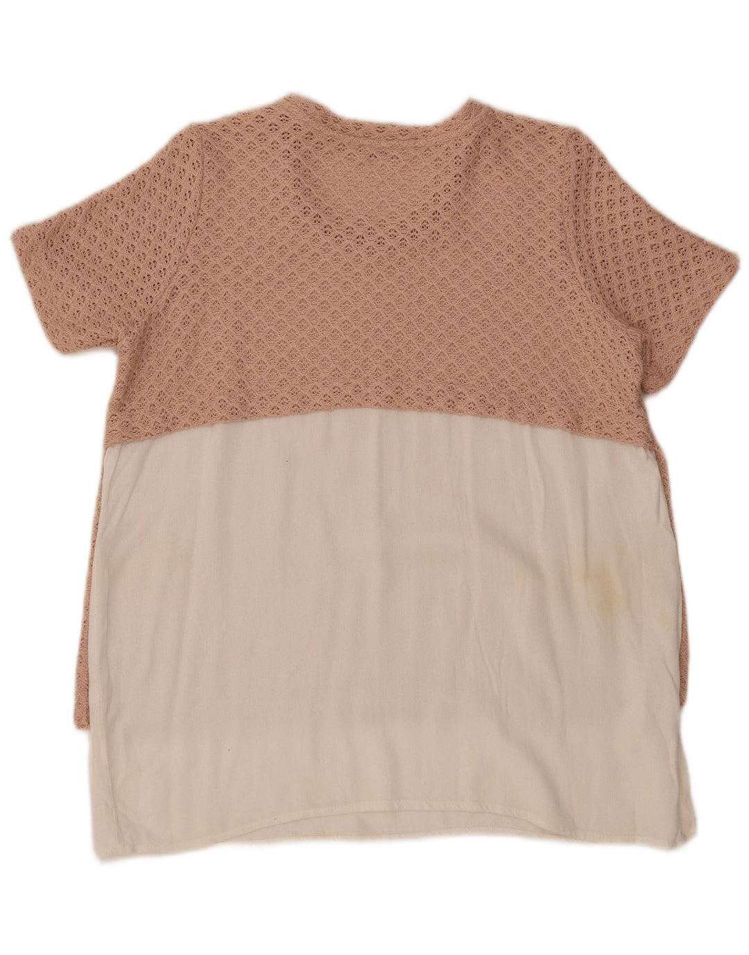 ZARA Womens Crochet Blouse Top UK 14 Medium Pink Colourblock