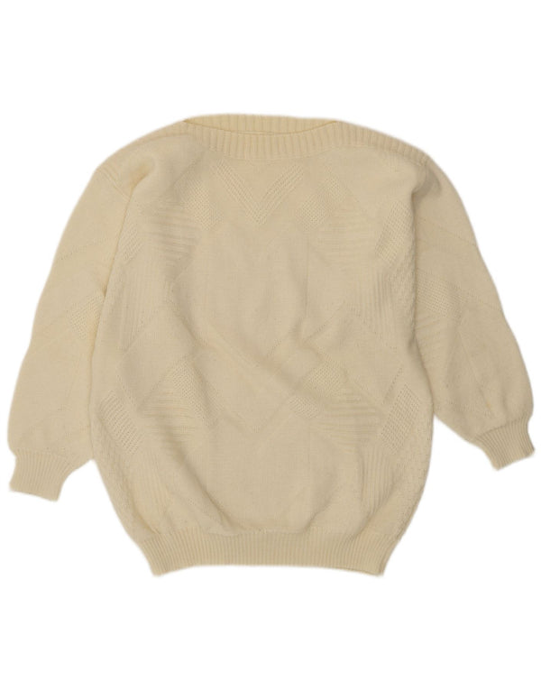 ВИНТАЖНЫЙ женский свитер с вырезом «лодочка», Великобритания, 16, большой, белый цвет