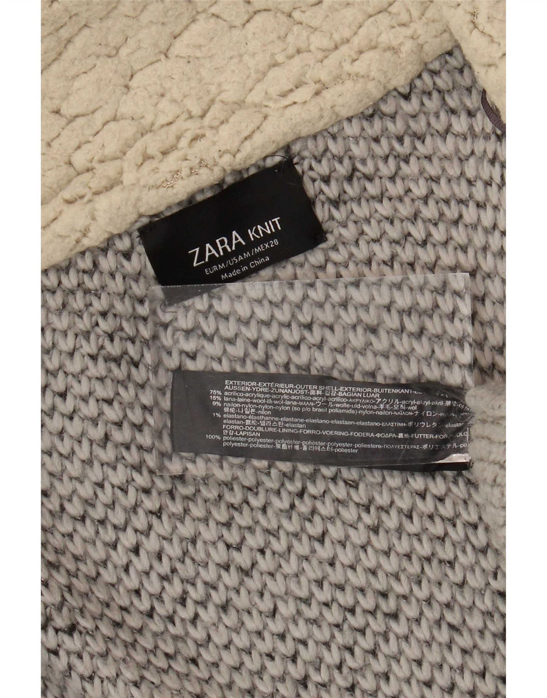Женское открытое пальто оверсайз Zara UK 14, средний серый цвет, акрил с цветными блоками