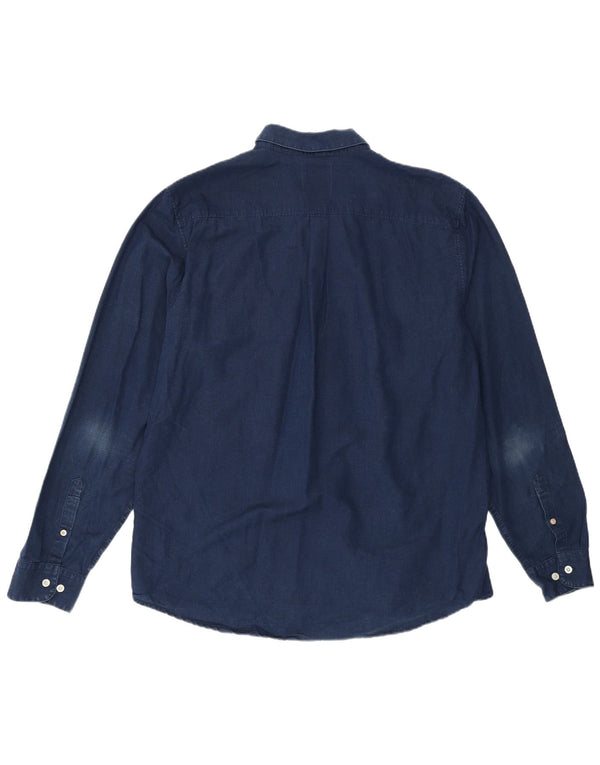 SUPERDRY Мужская джинсовая рубашка стандартного кроя 3XL Темно-синяя, хлопок