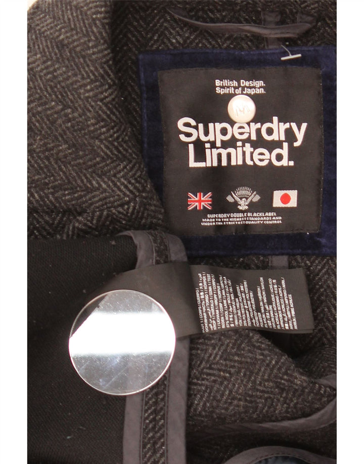 Мужское пальто Superdry XS серое из шерсти в елочку