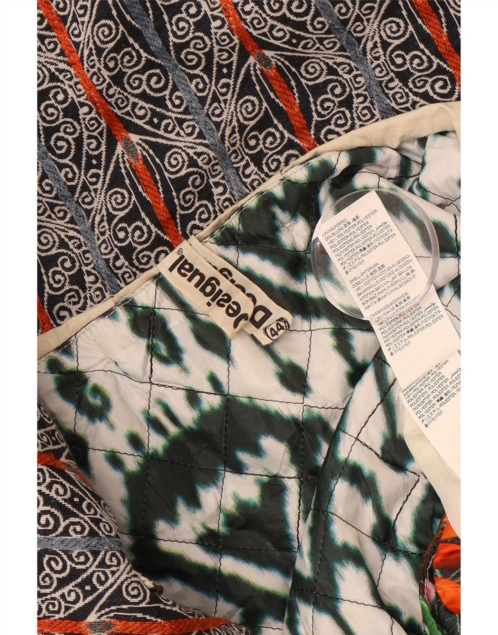 DESIGUAL Womens Graphic Utility Jacket EU 44 XL Beige Floral Polyester