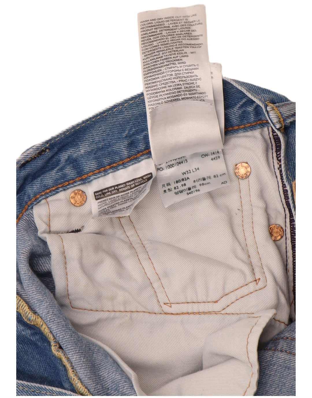 Мужские прямые джинсы Levi's 504 W32 L34 синие, хлопок