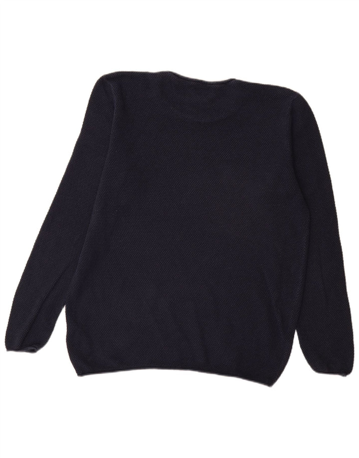 Мужской джемпер Guess с круглым вырезом, большой темно-синий хлопковый свитер