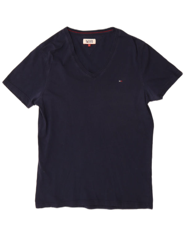 Женская футболка Tommy Hilfiger Top UK 16, большой размер, темно-синий, хлопок