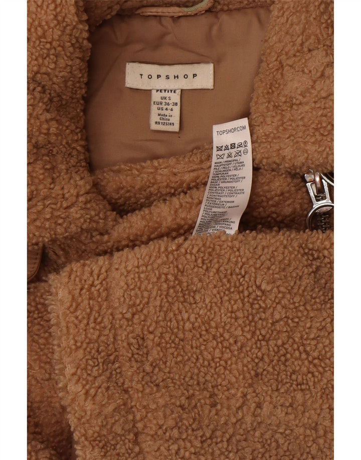 Женская байкерская куртка Topshop Petite Teddy Bear UK 10, маленький коричневый полиэстер