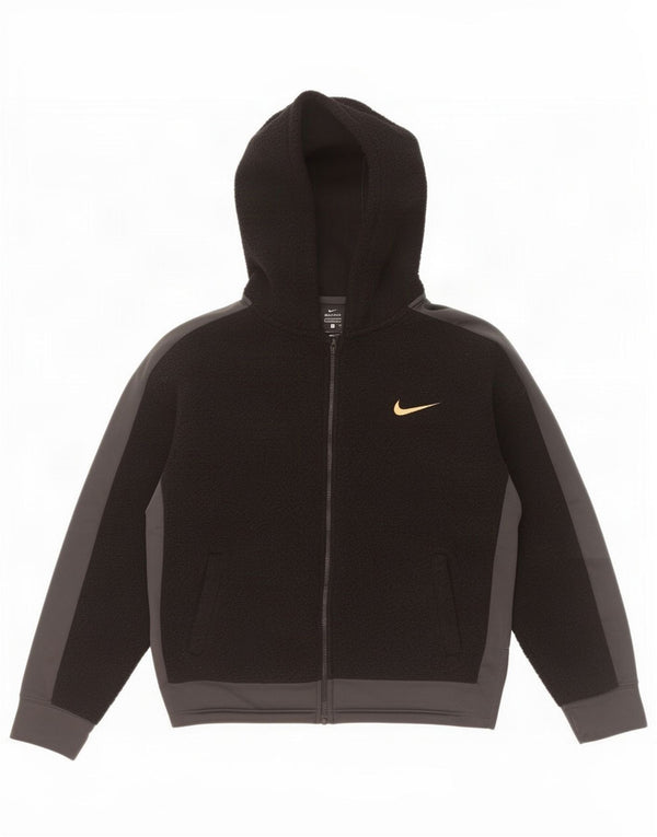 Стандартная флисовая куртка Nike Dri Fit с капюшоном для девочек 12–13 лет, большая черная
