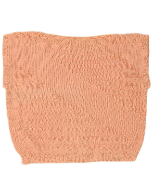 VINTAGE Женский укороченный жилет-майка оверсайз UK 14 Средний оранжевый