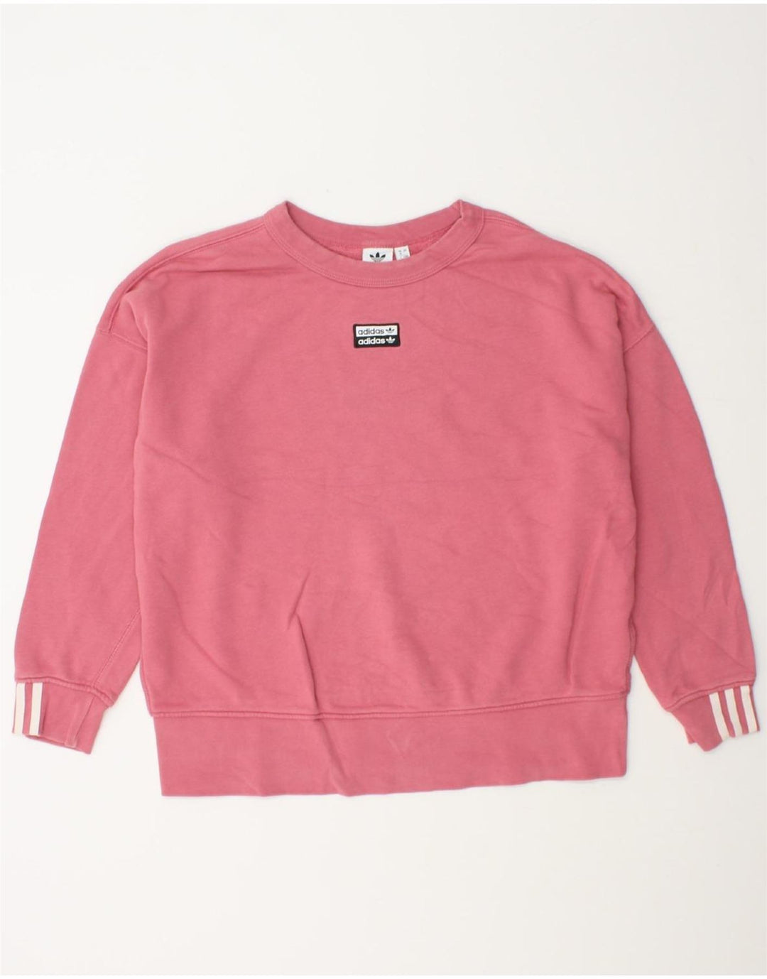 ADIDAS Womens Oversized Sweatshirt Jumper UK 16 Large Pink Cotton Vintage Adidas and Second-Hand Adidas from Messina Hembry 