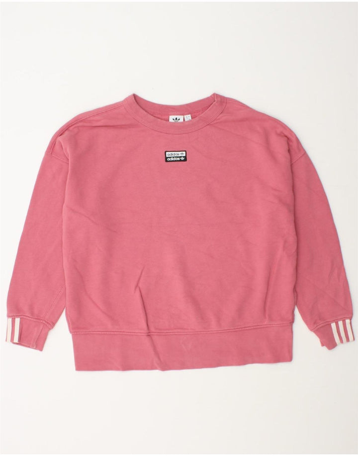 ADIDAS Womens Oversized Sweatshirt Jumper UK 16 Large Pink Cotton Vintage Adidas and Second-Hand Adidas from Messina Hembry 